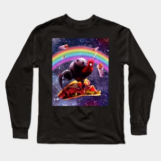 Space Panda Riding Chicken Unicorn - Taco & Burrito Long Sleeve T-Shirt